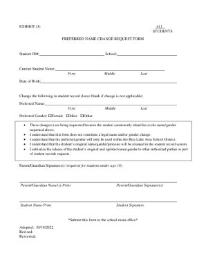 Fillable Online Preferred Name Change Request Form North Country