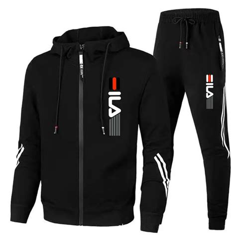 Mens Tracksuit Zipper Hoodies Sweatpants 2 Piece Set Autumn Winter Male Daily Casual Sports