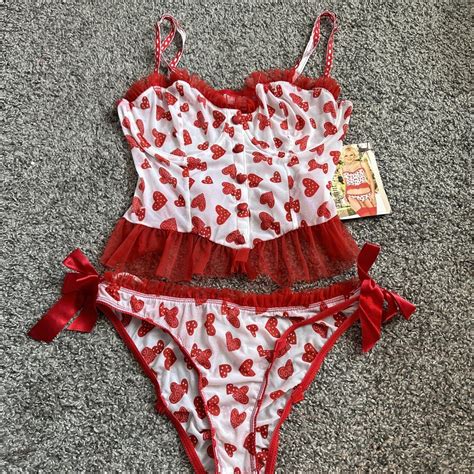 Vintage Lingerie Set Super Cute Heart Lingerie Set Depop