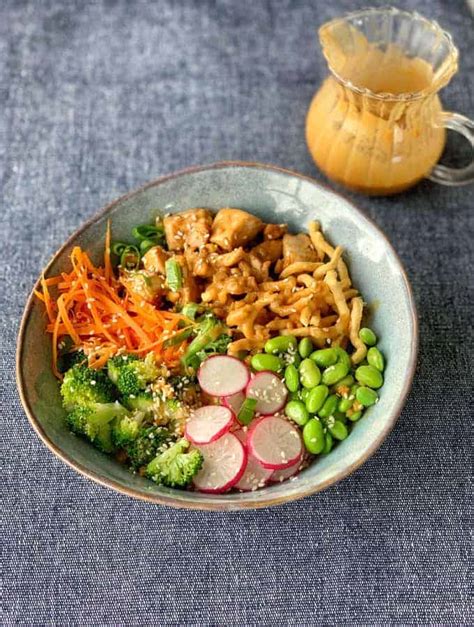 Chicken Buddha Bowl with Satay Sauce - VJ Cooks