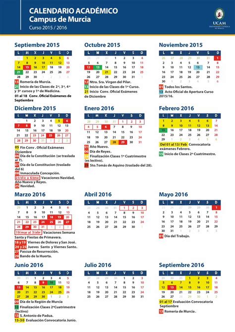 Pdf Calendario Acad Mico Campus De Murcia Calendario Acad Mico