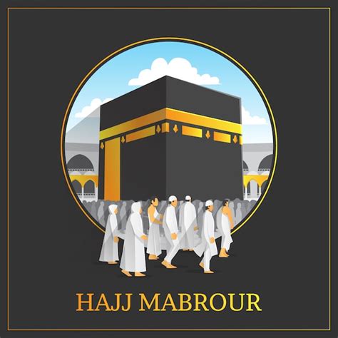 Premium Vector Hajj Mabrour Background With Holy Kaaba And People