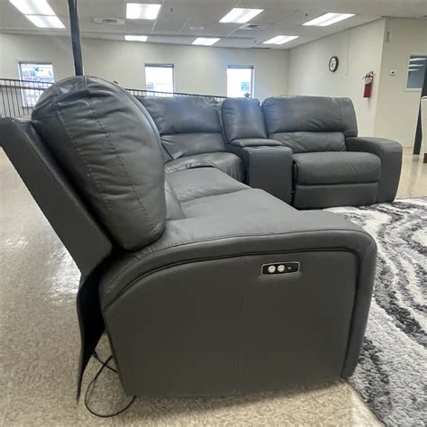 Gray leather reclining sectional - Ressler Furniture LLC