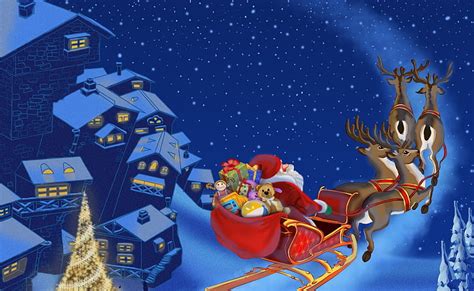 Hd Wallpaper Santa Claus Is Coming To Town Four Reindeer Clip Art Holidays Wallpaper Flare