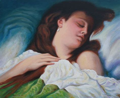 Girl Sleeping Oil On Canvas Female Figure Painting A Replica Of A