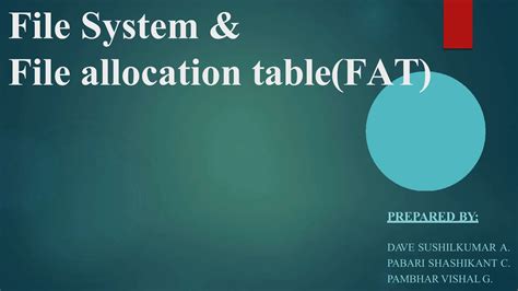 OS Assignment For Disk Space File System File Allocation Table FAT