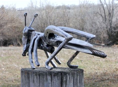 Grasshopper Metal Sculpture Garden Art Yard Art Found Objects Metal