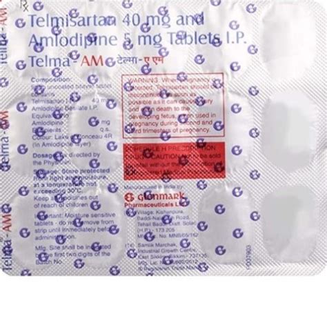 Telmisartan 40mg Amlodipine 5mg Tablet Glenmark Pharmaceuticals Ltd