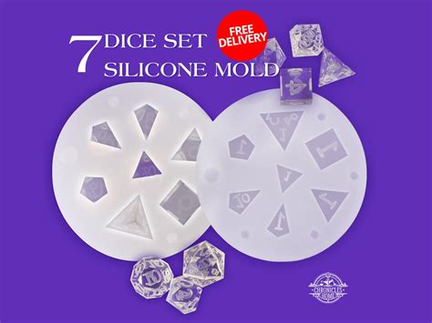 Silicone Dice Mold For Resin 7 Piece Sharp Edge Dice Set Etsy