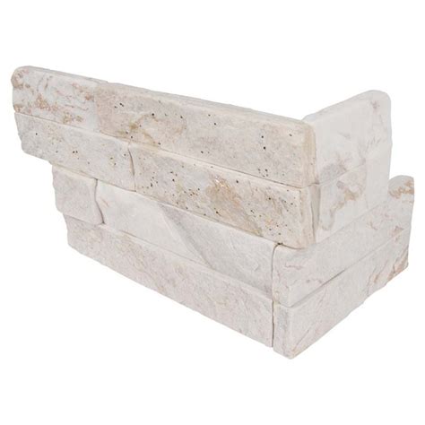 Royal White 6X12X6 Split Face Corner Ledger Panel Stacked Stone