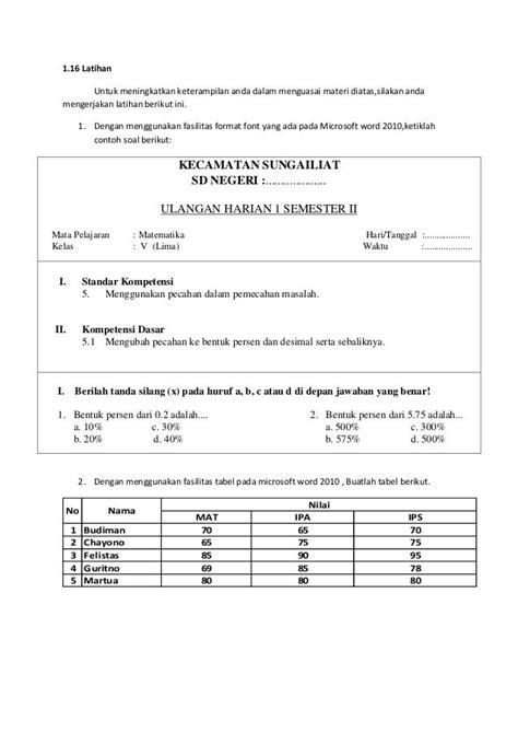 Contoh Latihan Mengetik Microsoft Word 2010 Doc Ruang Ilmu