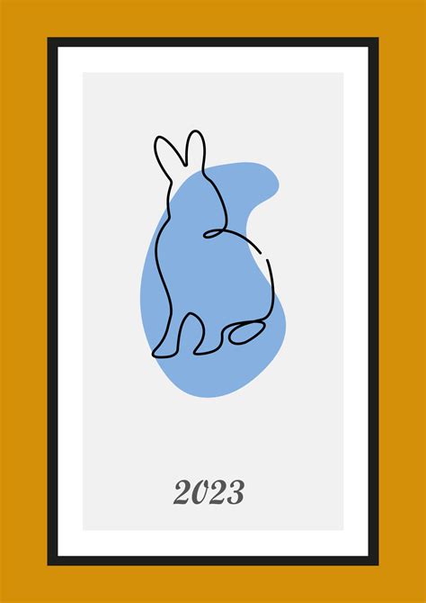 Year Of The Rabbit 2023 Rabbit One Line Continuous Drawing Hare Continuous One Line