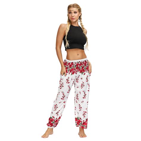 Summer Bohemian Pants Women High Waist Casual Floral Printed Pants Wide