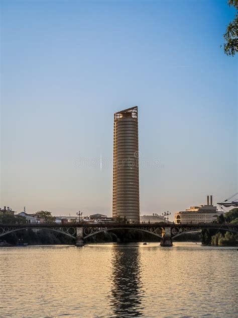 View Of Seville Tower Torre Sevilla Of Seville Andalusia Spain Over