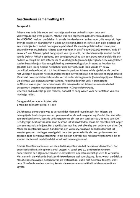 Geschiedenis Samenvatting Hoofdstuk Geschiedenis Samenvatting H