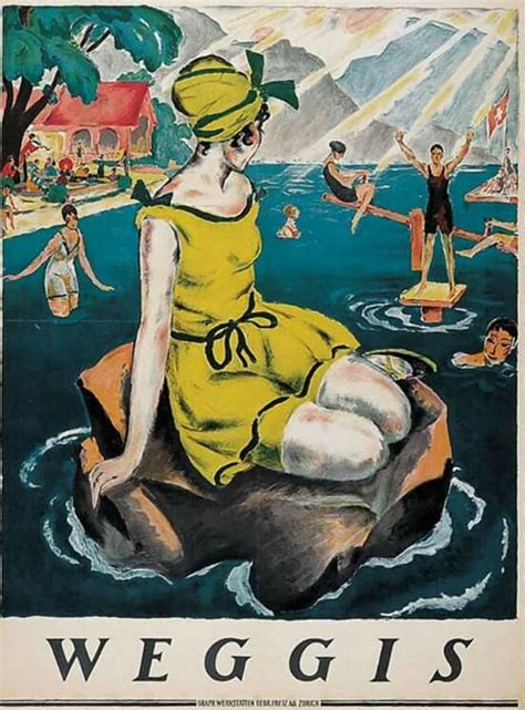 Hugo Laubi Strandbad Weggis Vintage Posters