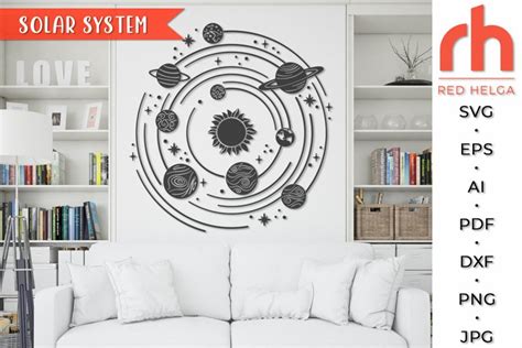 Solar System Svg Orbit Planets Silhouette Space Decor Dxf