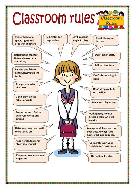 Free Esl Classroom Rules Worksheets Free Printable Classroom Rules