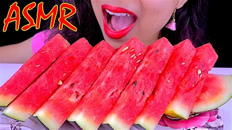 Asmr Eating Juicy Watermelons Mukbang No Talking Eating Sound Youtube