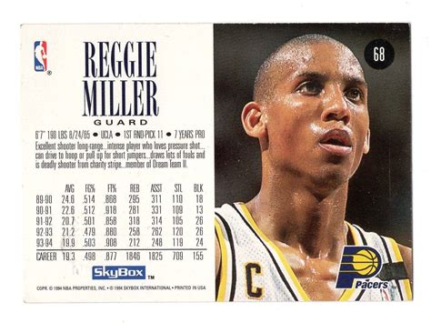 1994 95 Skybox Premium Reggie Miller 68 Indiana Pacers NBA Basketball