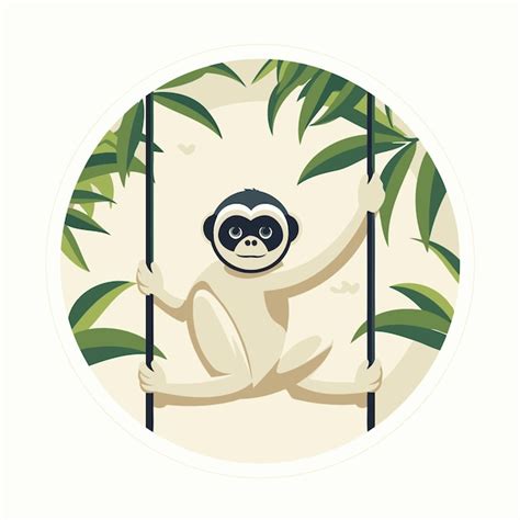 Premium Vector | Gibbon sitting on a swing vector illustration in flat ...