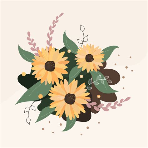 Beautiful sun flower illustration, simple cute design with aesthetic ...