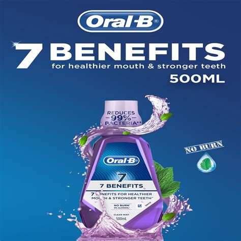 Boots Oral B Mouthwash Formula 7 Benefit Clean Mint 500ml