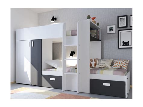 Lits Superpos S X X Cm Armoire Incluse Noir Et Blanc Avec