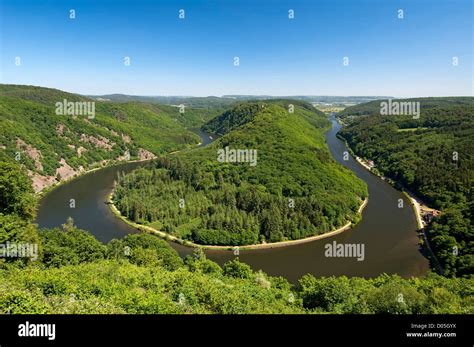 Saarschleife Loop Of The Saar River Near Mettlach Saarland Germany