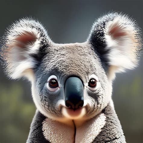 Premium AI Image | a koala with a black nose and a black nose