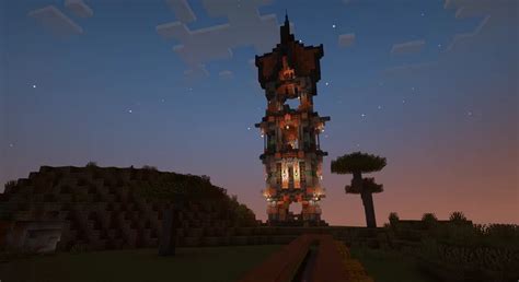 Acacia Tower Buiilt In Survival Hardcore Minecraft Map