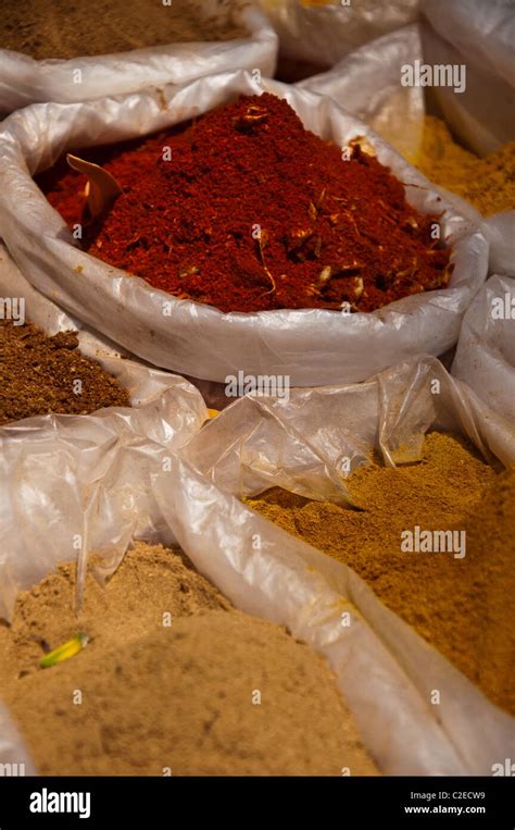 Goan Spices On Sale In A Goa Market India Stock Photo Alamy