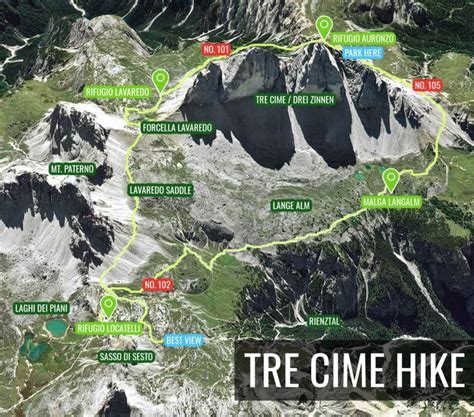 tre cime  lavaredo  ultimate hiking guide map  tre cime
