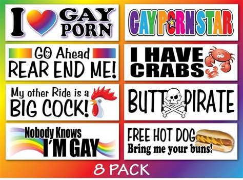ADULT PRANK Funny Gag Revenge Joke Novelty Bumper Stickers I LOVE GAY PORN PicClick UK