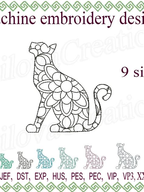 Cat Embroidery Design Cat Silhouette Machine Embroidery Design Kitten