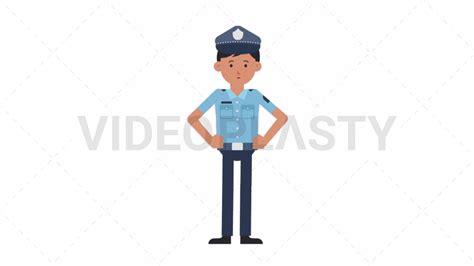 Asian Policeman Shortness Of Breath Royalty Free Stock Animation