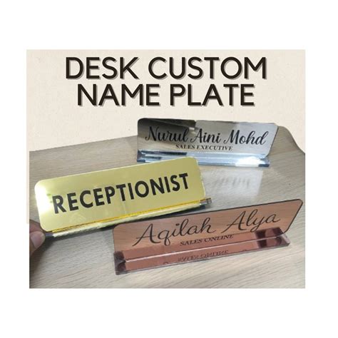 Personalized Custom Name Desk Plate Tanda Nama Meja Name Stand Plate