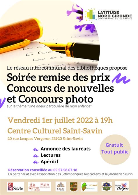 SOIRÉE DE REMISE DES PRIX DU CONCOURS DE NOUVELLES 2021 Mairie de