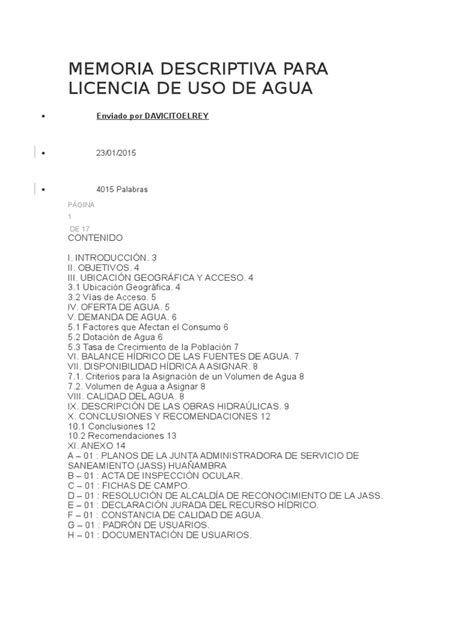 Pdf Memoria Descriptiva Para Licencia De Uso De Agua Dokumen Tips