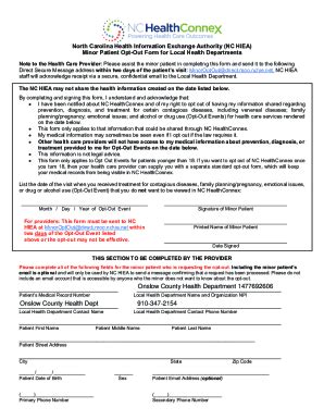 Fillable Online Nchiea Minor Opt Out Form Updated September Final