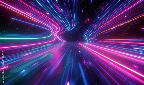 Cycled 3d Animation Abstract Neon Background With Colorful Glowing