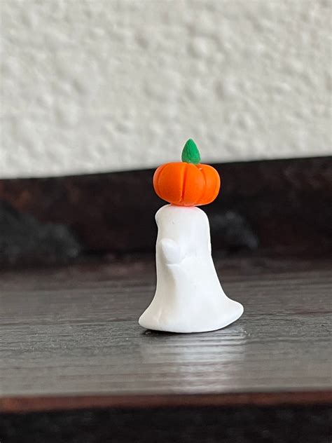 Mini Ghost Figurine Pumpkin Etsy