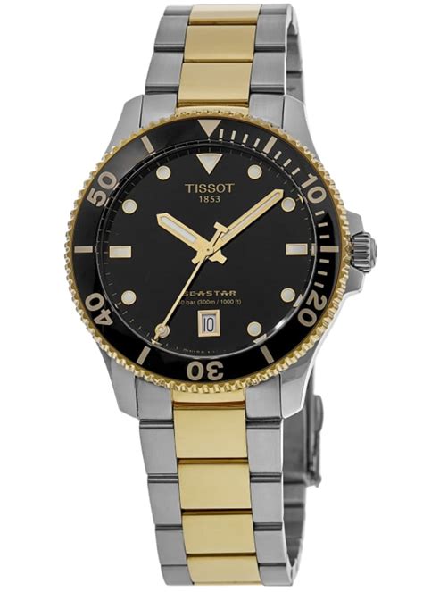 Tissot Seastar 1000 Quartz Black Dial Two Tone Steel Mens Watch T120