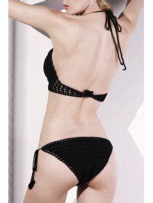 Off Crocheted Spaghetti Straps Bikini Set In Black Zaful