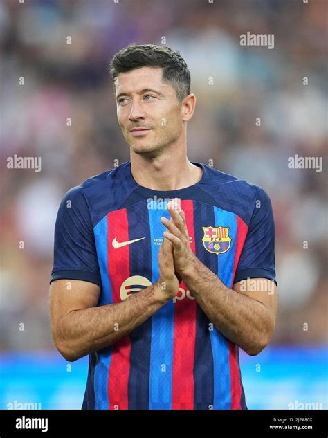 Robert Lewandowski Vom Fc Barcelona Beim Pokalspiel Joan Gamper