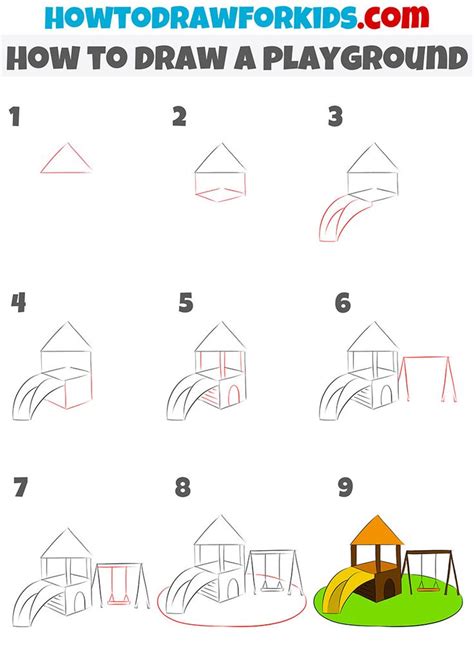 How To Draw A Playground For Kids With Step By Step Instructions On The