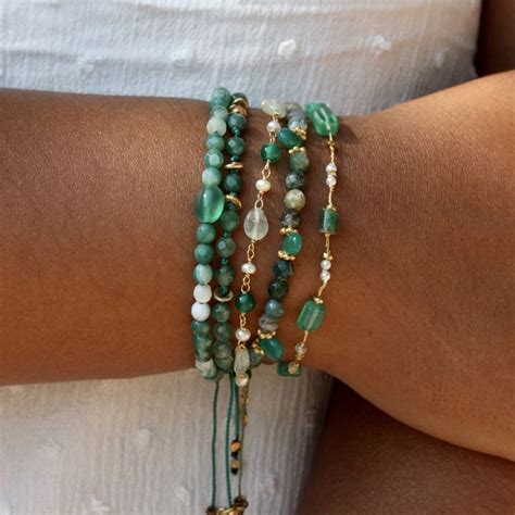 Bracelet En Laiton Dor L Or Fin K Mix De Pierres Naturelles Semi