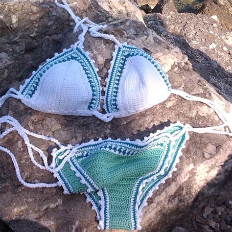 Crochet Bikini Set Green Bikini Color Sea Shells Etsy