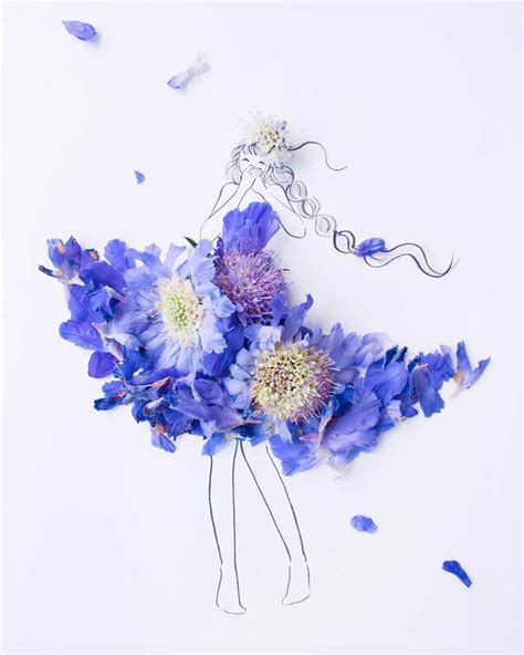 fashion illustrations incorporate real flowers  leaves design swan