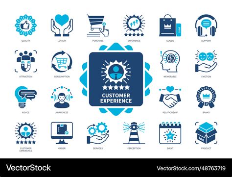 Customer experience solid icon set Royalty Free Vector Image